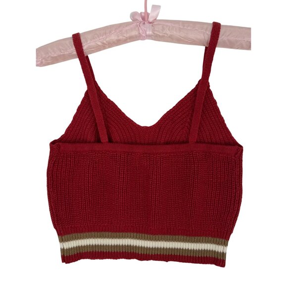 American Eagle Red Knit Striped Crop Top | Coquette Tomato Girl Coastal Cowgirl - Picture 12 of 16